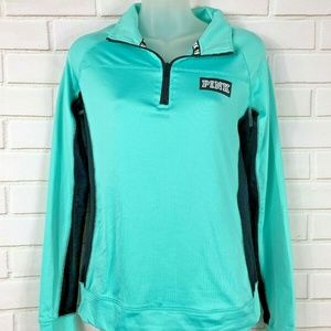 PINK Ultimate Small Pull Over 3/4 Zip Teal + Black